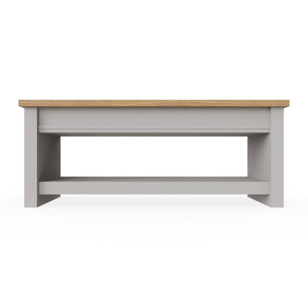 Lisbon slide top coffee table in grey & oak by TAD - Price Crash Furniture
