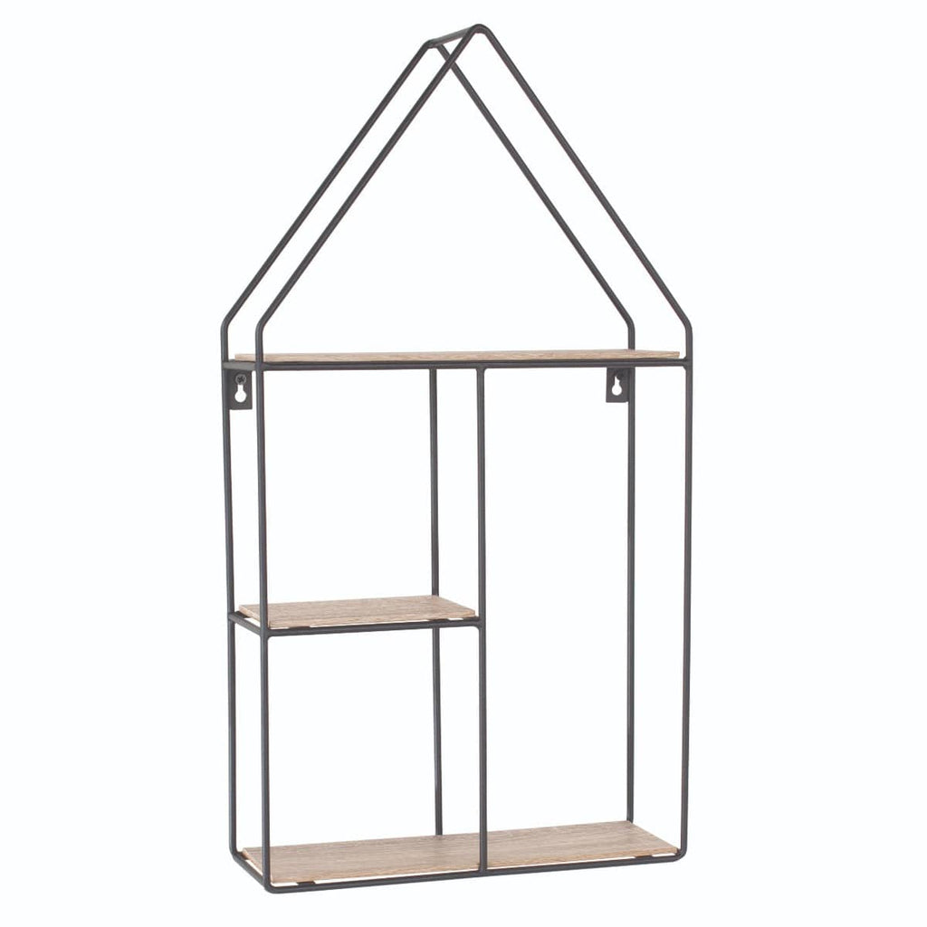 Loft Wire and Woodgrain House Shape Display Shelf by Core - Price Crash Furniture