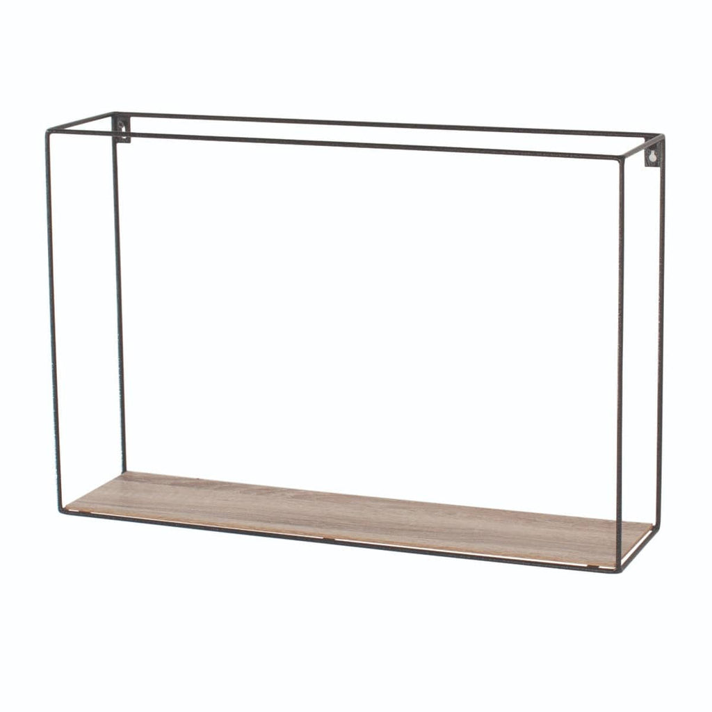 Loft Wire and Woodgrain Rectangular Display Shelf 60cm by Core - Price Crash Furniture
