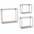 Loft Wire and Woodgrain Rectangular Set of 3 Display Shelves by Core - Price Crash Furniture