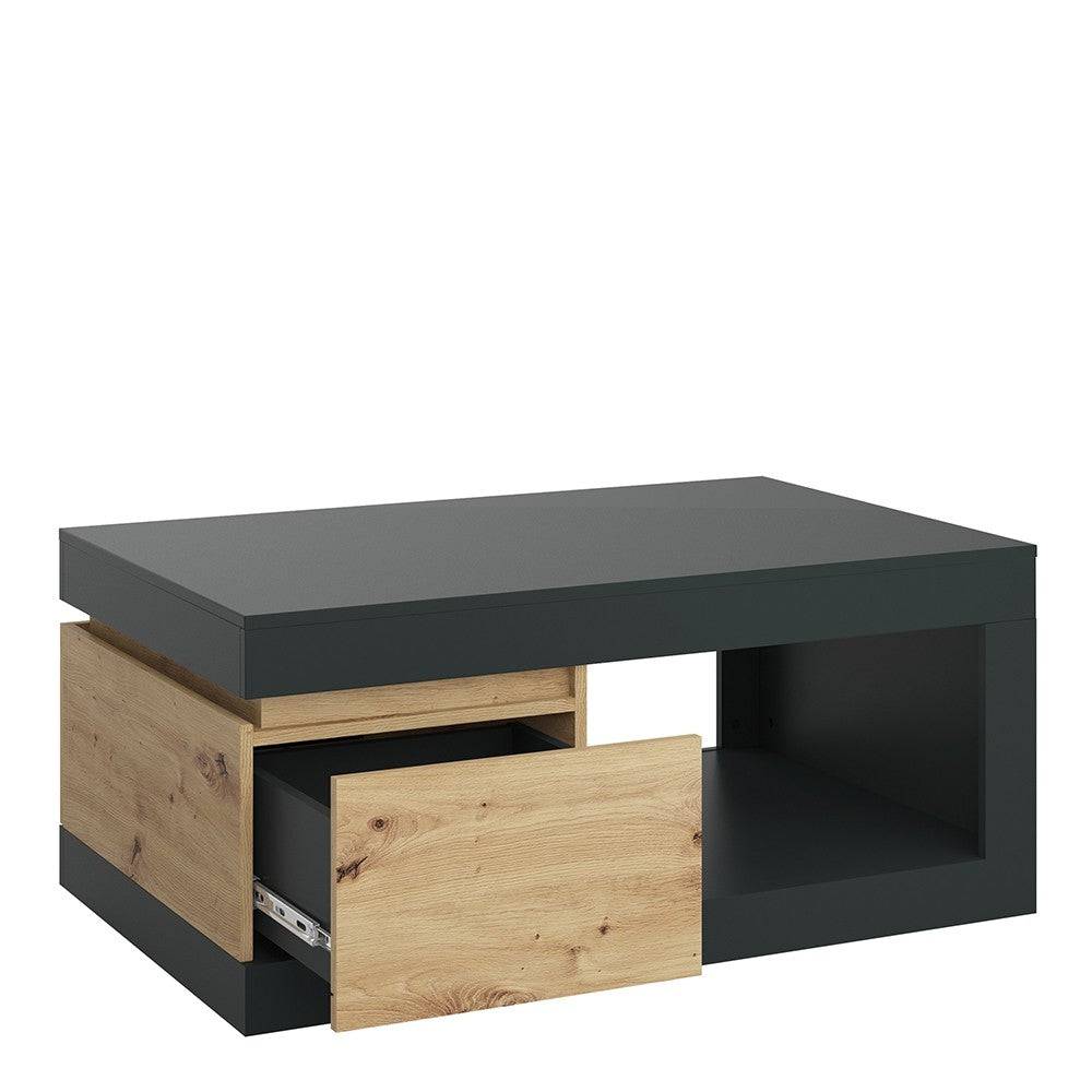 Luci 1 Drawer Storage Coffee Table In Platinum And Oak - Price Crash Furniture