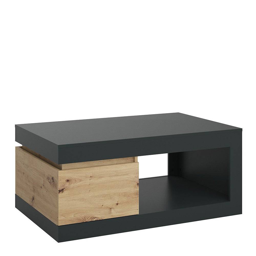 Luci 1 Drawer Storage Coffee Table In Platinum And Oak - Price Crash Furniture
