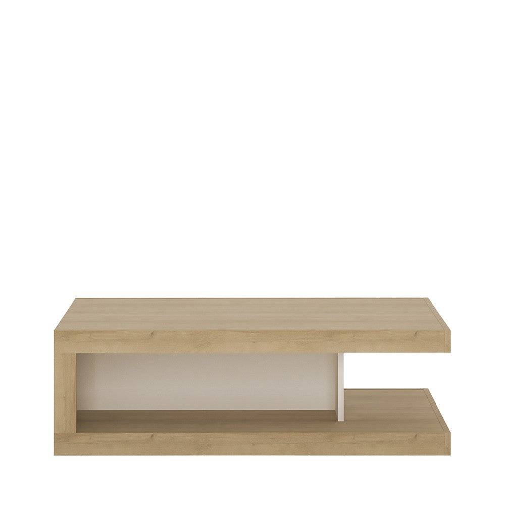 Lyon Coffee Table On Wheels In Designer Riviera Oak/White High Gloss - Price Crash Furniture