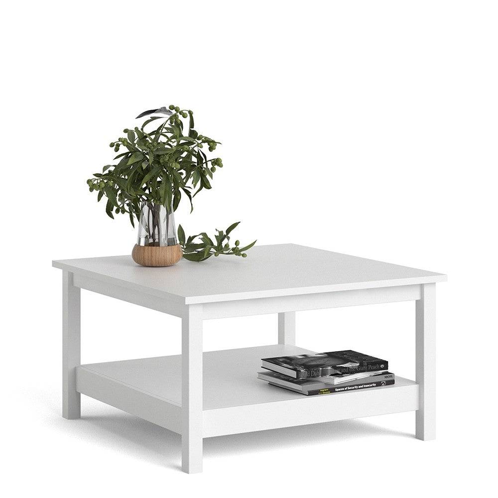 Madrid Coffee Table with Shelf in White - Price Crash Furniture