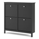 Madrid Shoe Cabinet Cupboard with 4 Storage Compartments in Matt Black - Price Crash Furniture