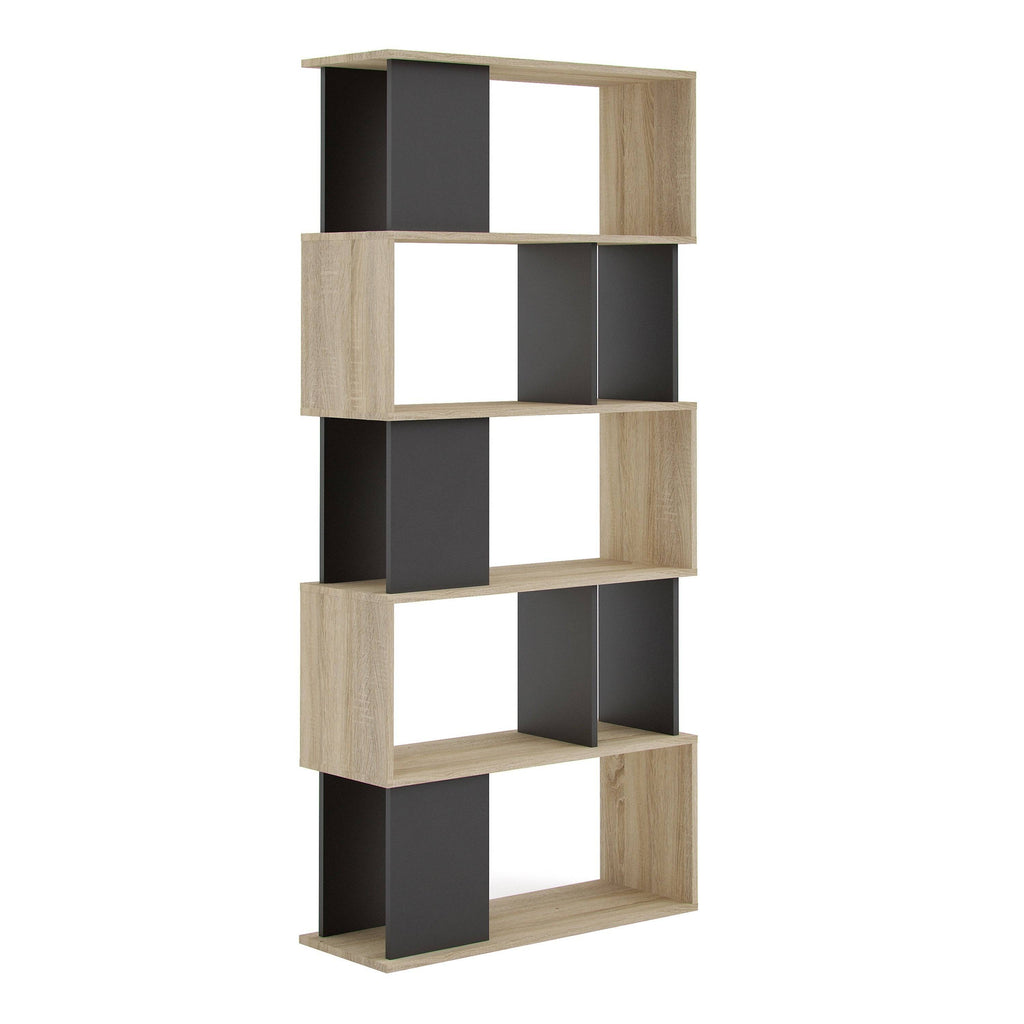 Maze Open Bookcase 4 Shelves In Oak And Black - Price Crash Furniture