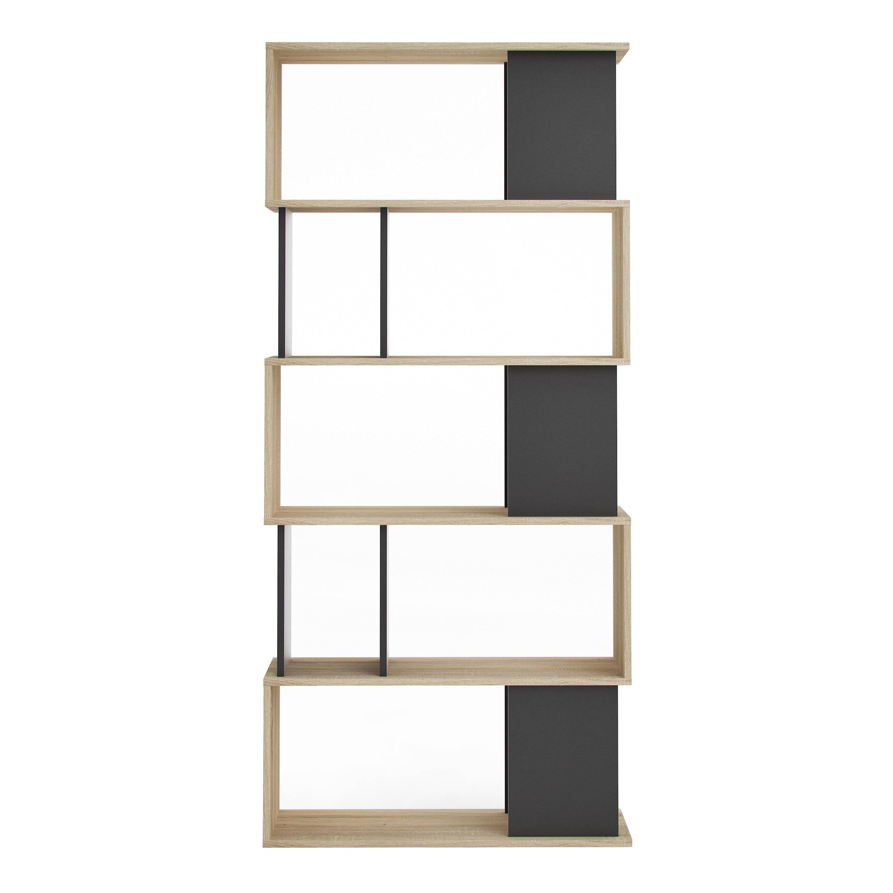 Maze Open Bookcase 4 Shelves In Oak And Black - Price Crash Furniture