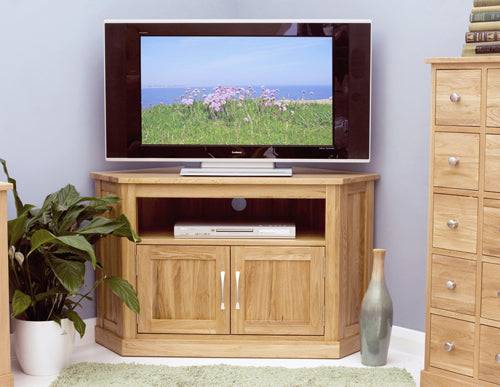 Mobel Oak Corner Television Cabinet by Baumhaus - Price Crash Furniture