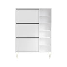 Monaco 3 Drawer Shoe Cabinet in White - Price Crash Furniture