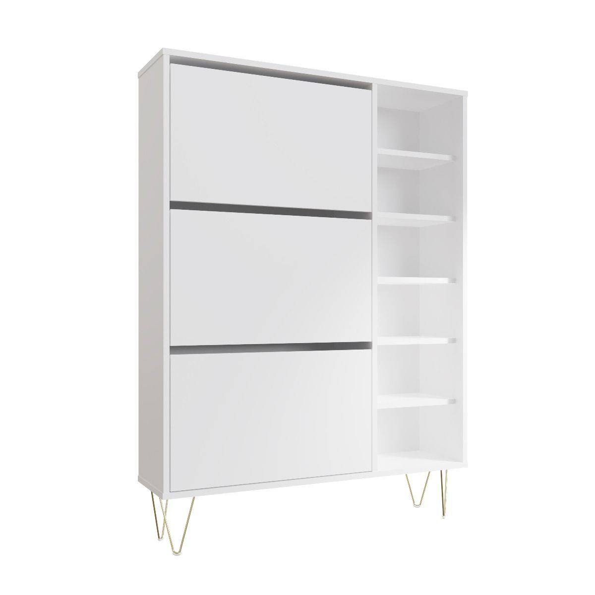 Monaco 3 Drawer Shoe Cabinet in White - Price Crash Furniture