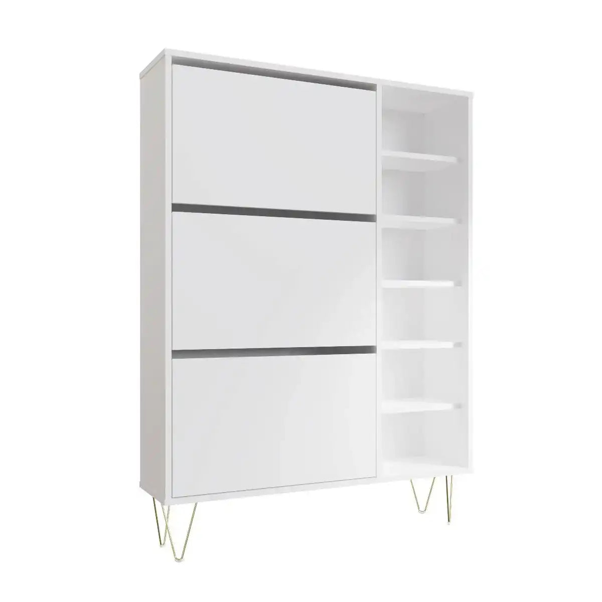 Monaco 3 Drawer Shoe Cabinet in White - Price Crash Furniture