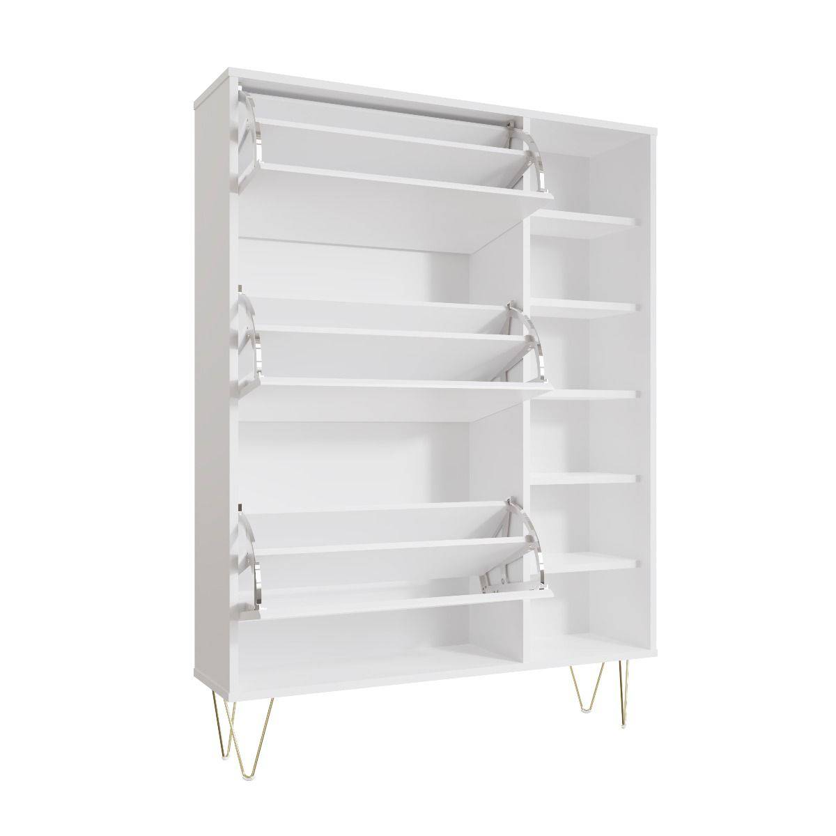 Monaco 3 Drawer Shoe Cabinet in White - Price Crash Furniture