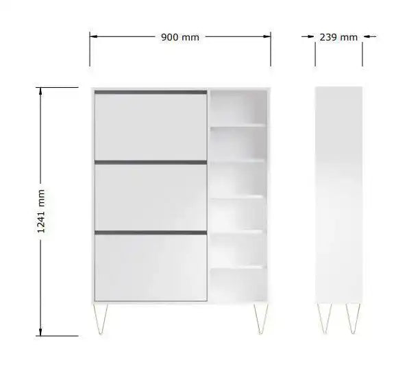Monaco 3 Drawer Shoe Cabinet in White - Price Crash Furniture