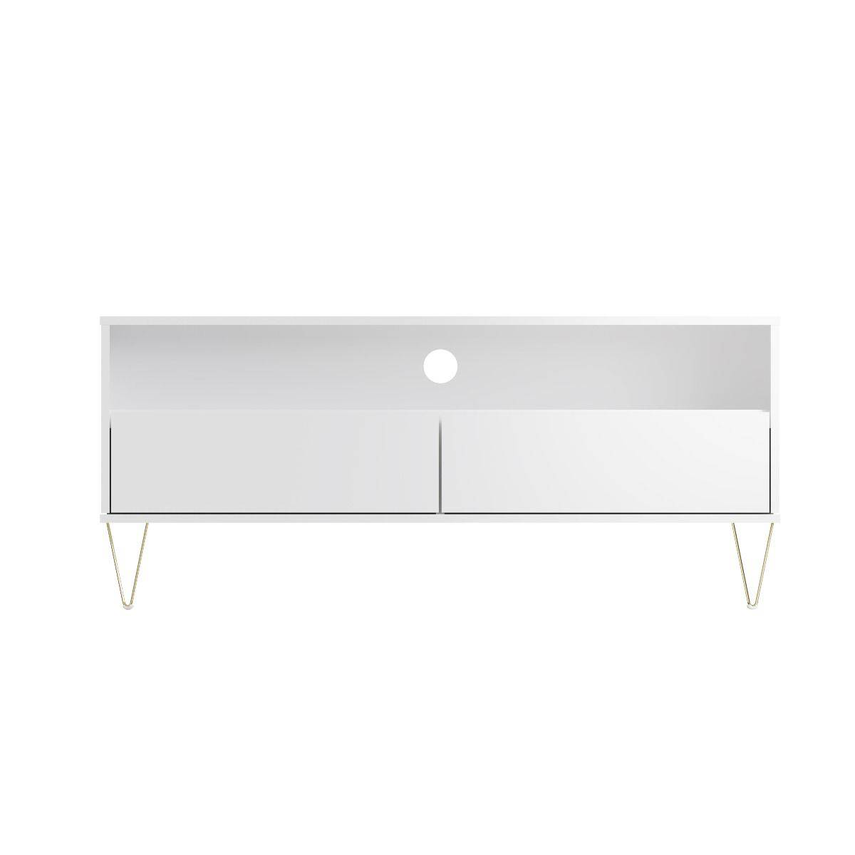 Monaco TV Cabinet with 2 Drawers in White - Price Crash Furniture