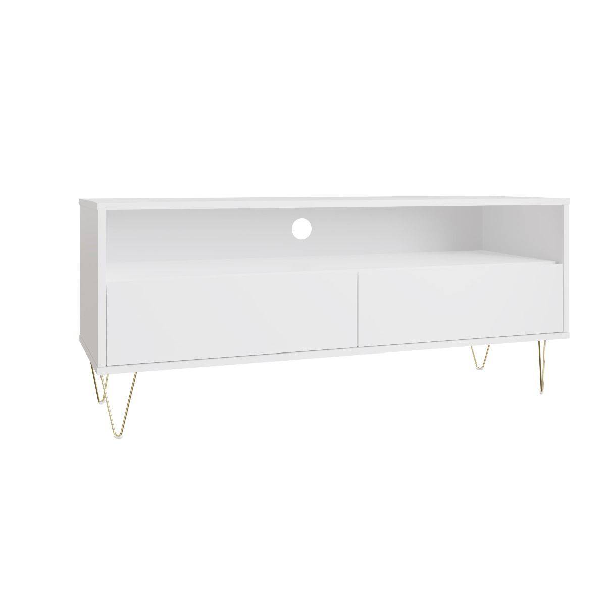 Monaco TV Cabinet with 2 Drawers in White - Price Crash Furniture