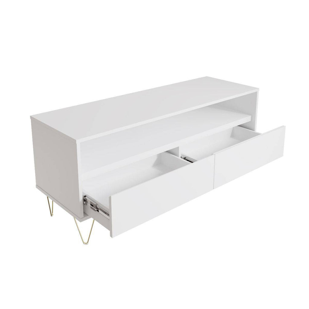 Monaco TV Cabinet with 2 Drawers in White - Price Crash Furniture