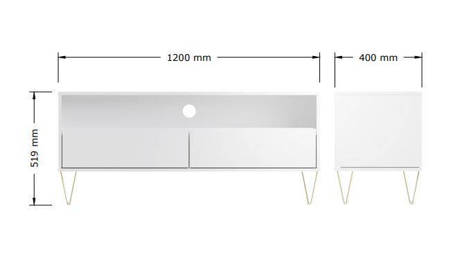 Monaco TV Cabinet with 2 Drawers in White - Price Crash Furniture