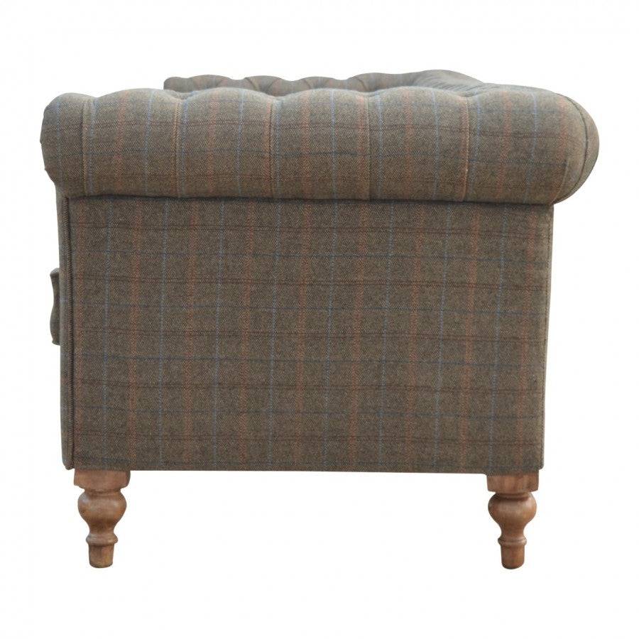 Multi Tweed 3 Seater Chesterfield Sofa - Price Crash Furniture