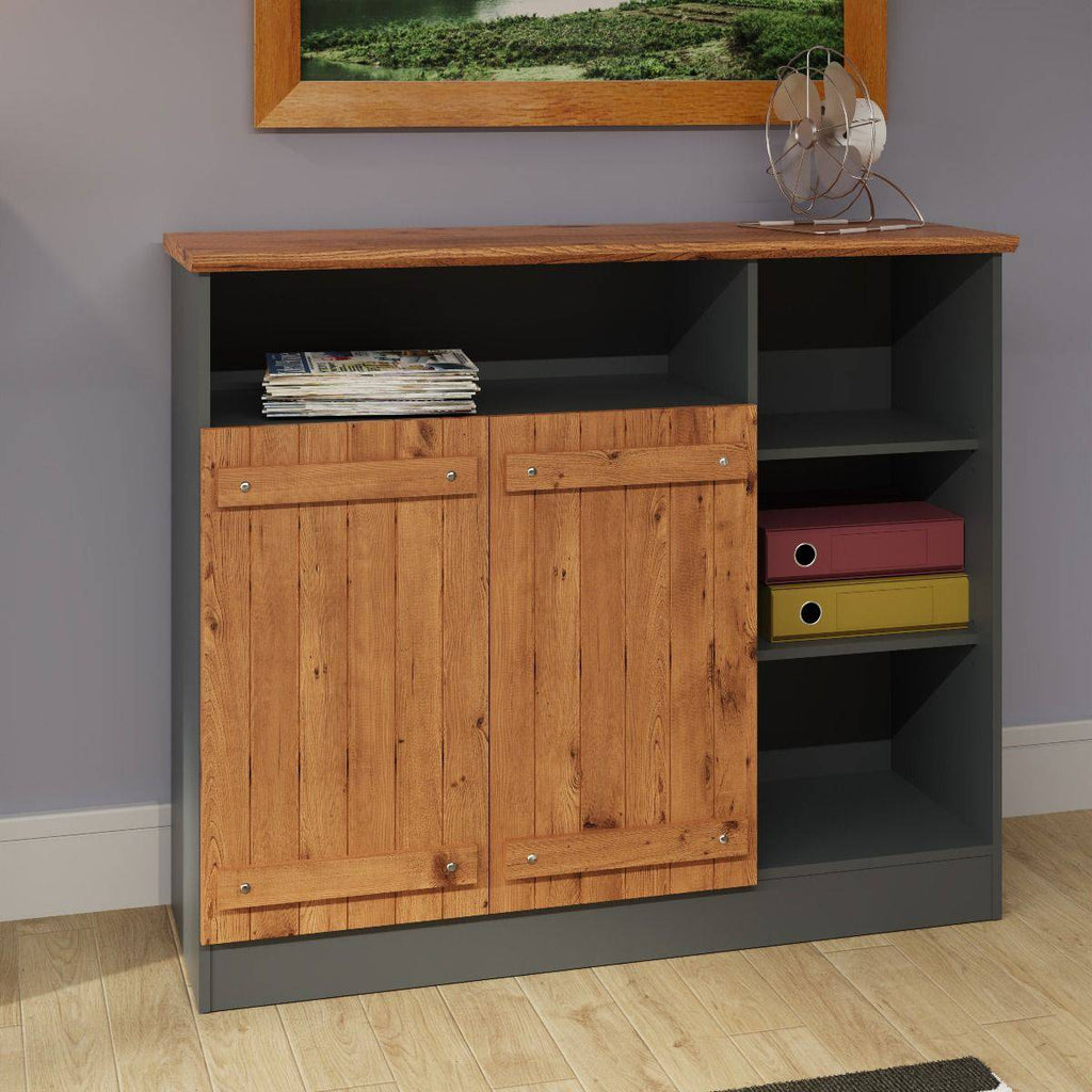 Multipurpose Cabinet Wotan Oak & Dark Grey - Price Crash Furniture