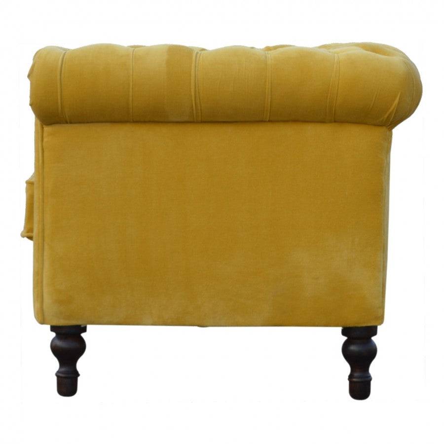Mustard Velvet 2 Seater Chesterfield Sofa - Price Crash Furniture
