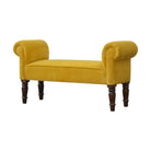 Mustard Velvet Bench With Turned Feet - Price Crash Furniture