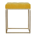 Mustard Velvet Footstool with Gold Base - Price Crash Furniture