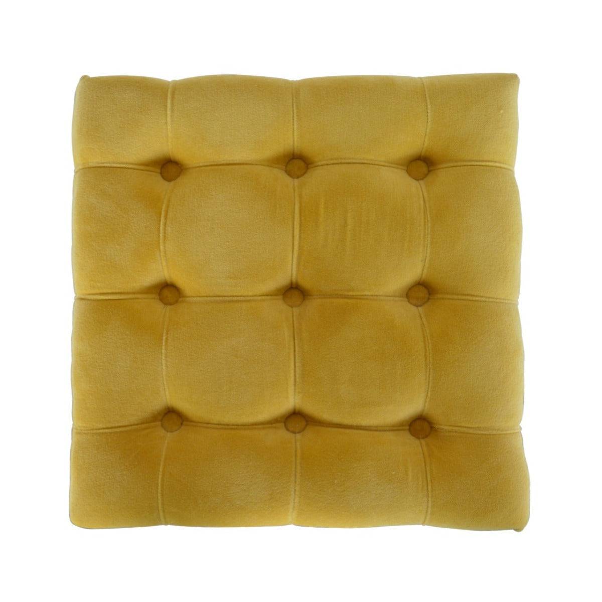 Mustard Velvet Footstool with Gold Base - Price Crash Furniture