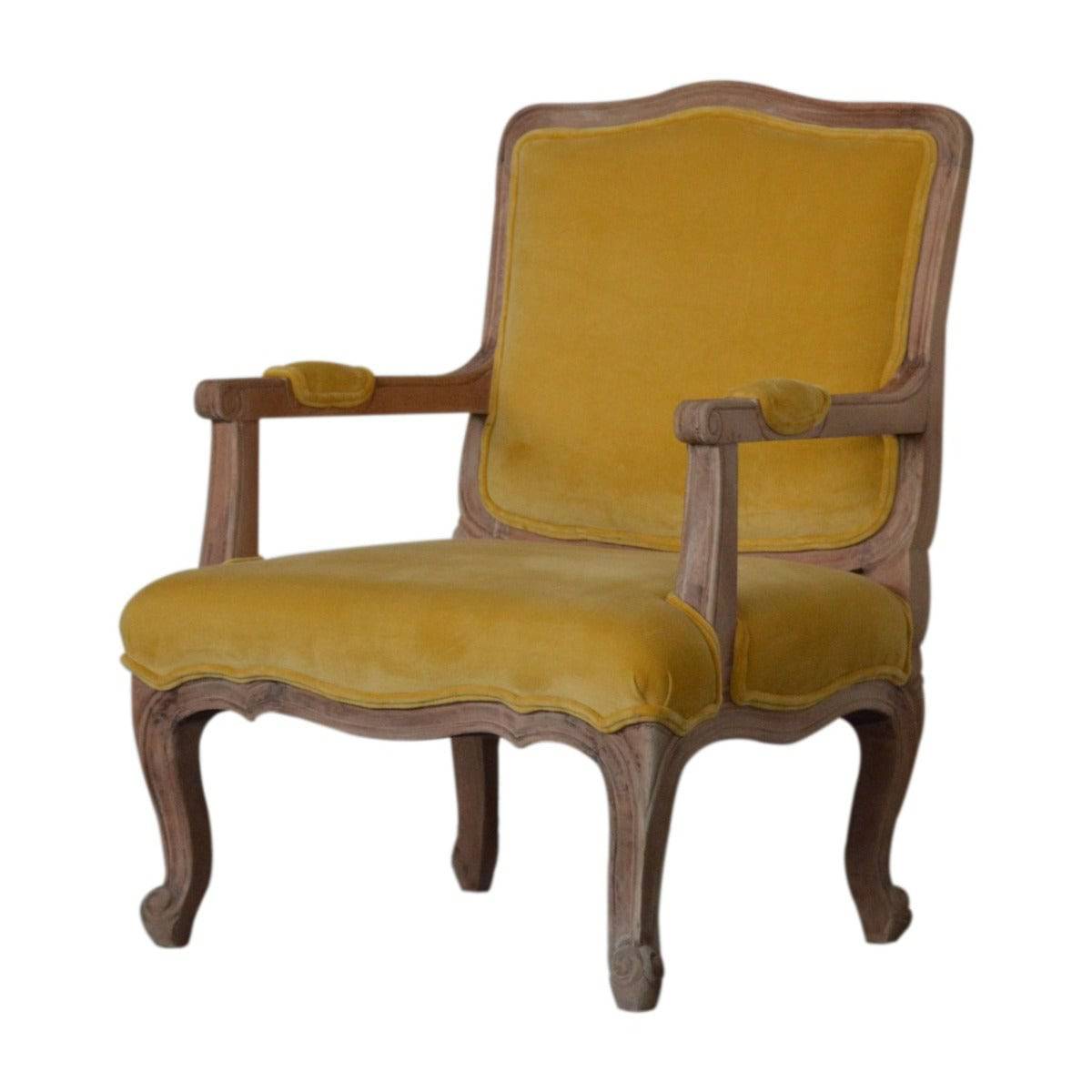 Mustard Velvet French Style Chair - Price Crash Furniture