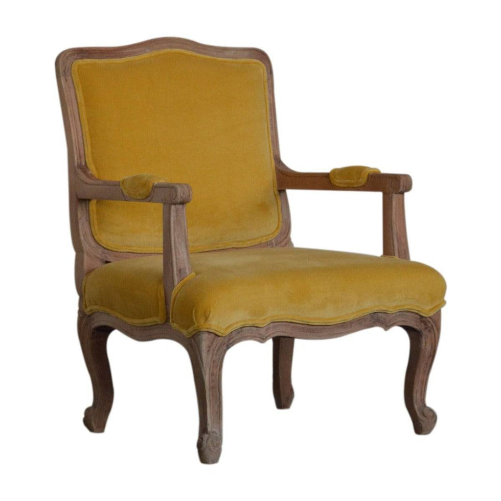 Mustard Velvet French Style Chair - Price Crash Furniture