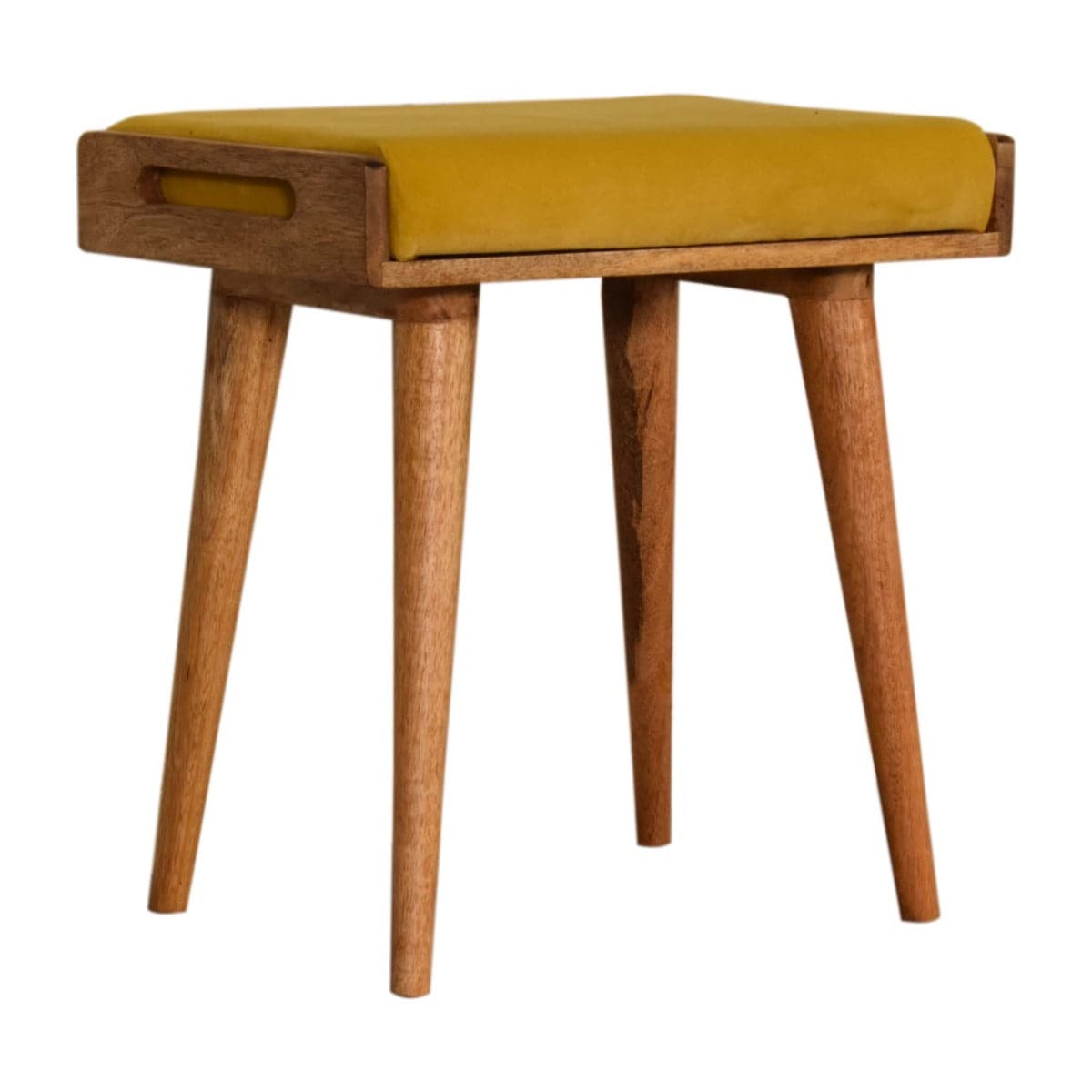 Mustard Velvet Tray Style Footstool - Price Crash Furniture