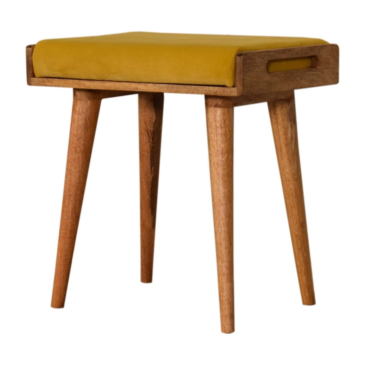 Mustard Velvet Tray Style Footstool - Price Crash Furniture