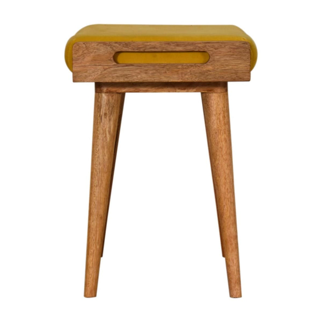 Mustard Velvet Tray Style Footstool - Price Crash Furniture