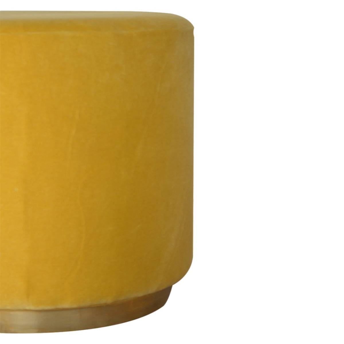 Mustard Yellow Velvet Footstool With Gold Base - Price Crash Furniture