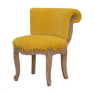 Mustard Yellow Velvet Studded Accent Chair With Cabriole Legs - Price Crash Furniture