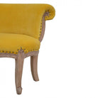 Mustard Yellow Velvet Studded Accent Chair With Cabriole Legs - Price Crash Furniture