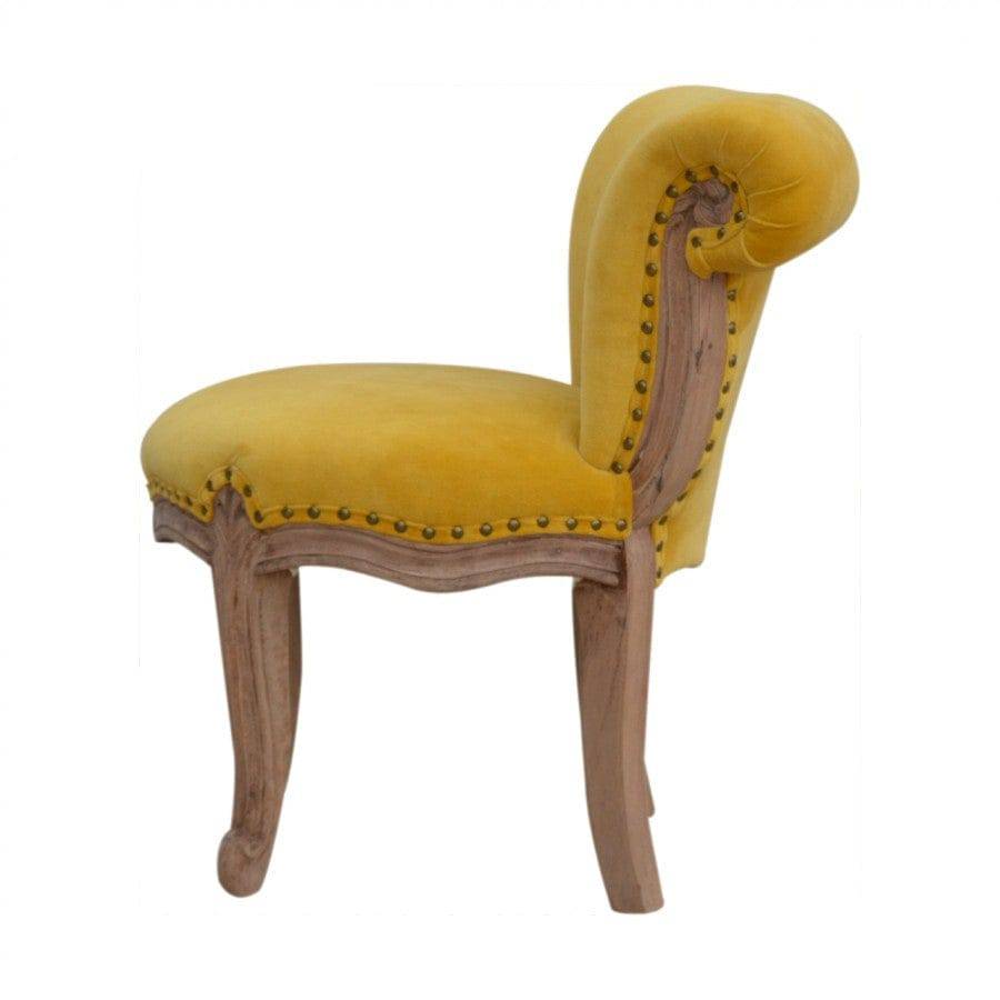 Mustard Yellow Velvet Studded Accent Chair With Cabriole Legs - Price Crash Furniture