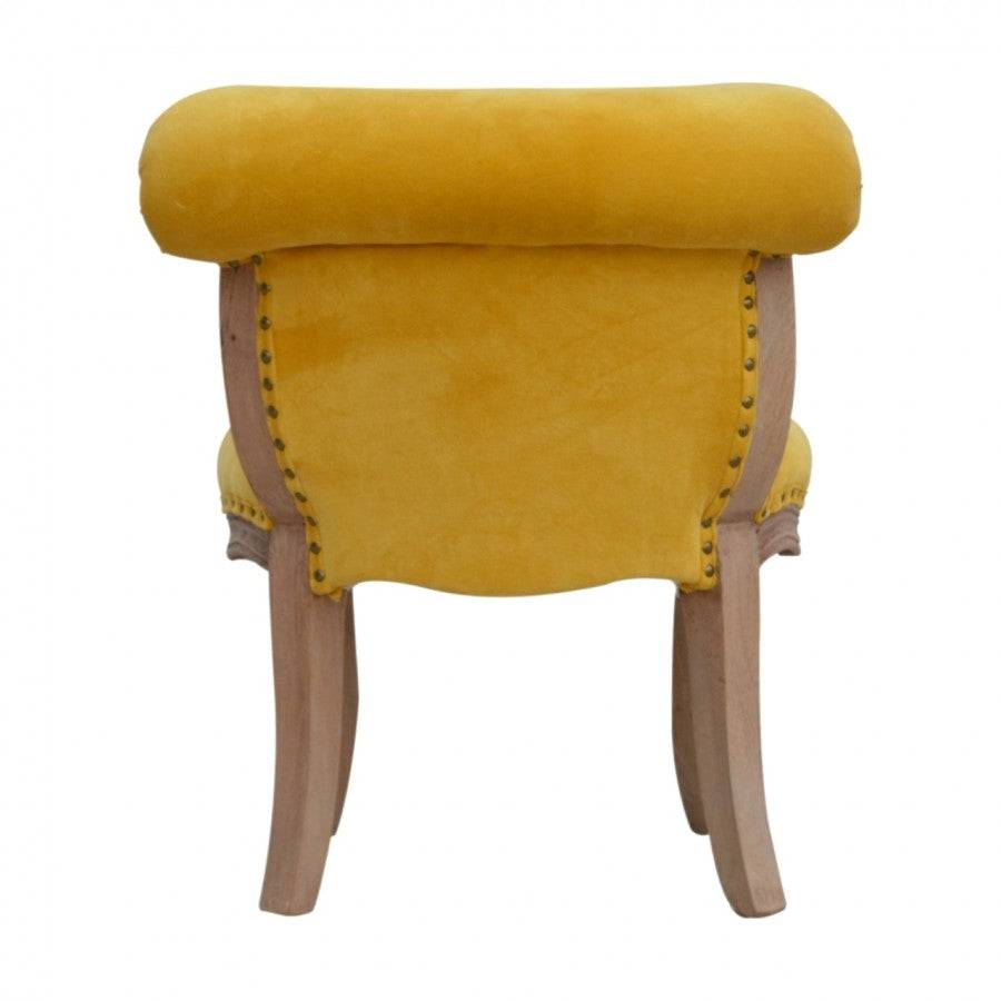 Mustard Yellow Velvet Studded Accent Chair With Cabriole Legs - Price Crash Furniture