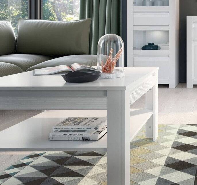 Novi Coffee Table With Shelf In Alpine White - Price Crash Furniture