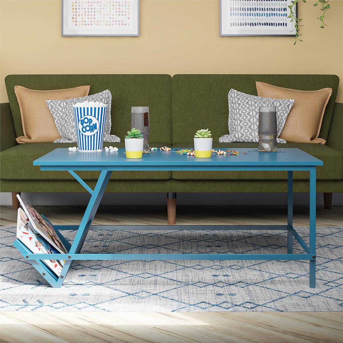 Novogratz Regal Coffee Table in bright blue finish - Price Crash Furniture