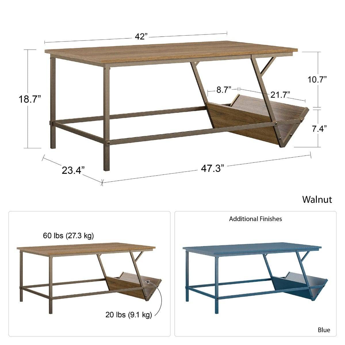 Novogratz Regal Coffee Table in walnut - Price Crash Furniture