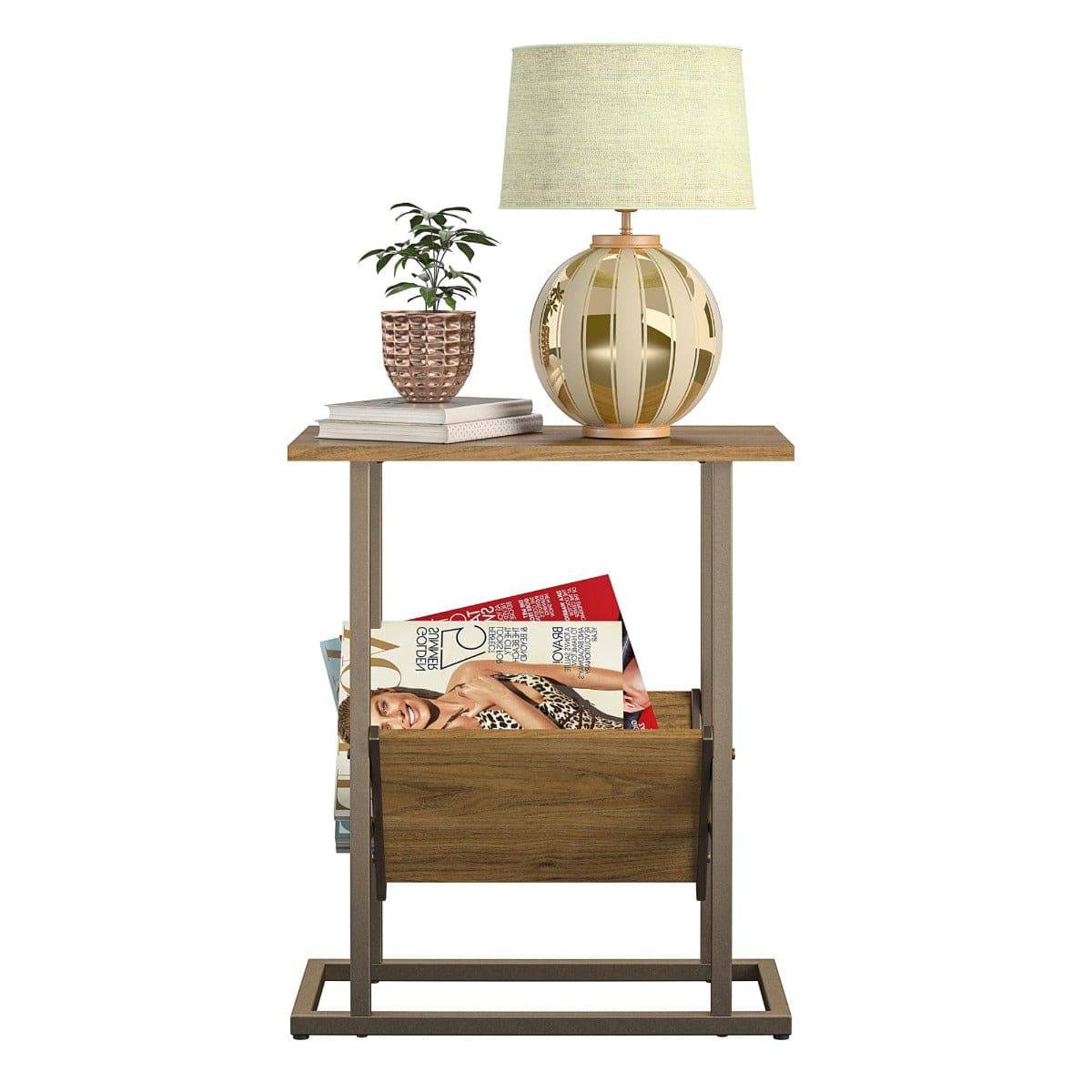 Novogratz Regal End Table in light walnut woodgrain finish - Price Crash Furniture