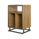 Novogratz Regal Turntable Stand in light walnut woodgrain finish - Price Crash Furniture