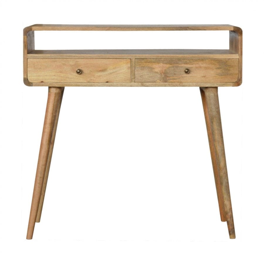 Open Slot Curved Oak-ish Console Table - Price Crash Furniture