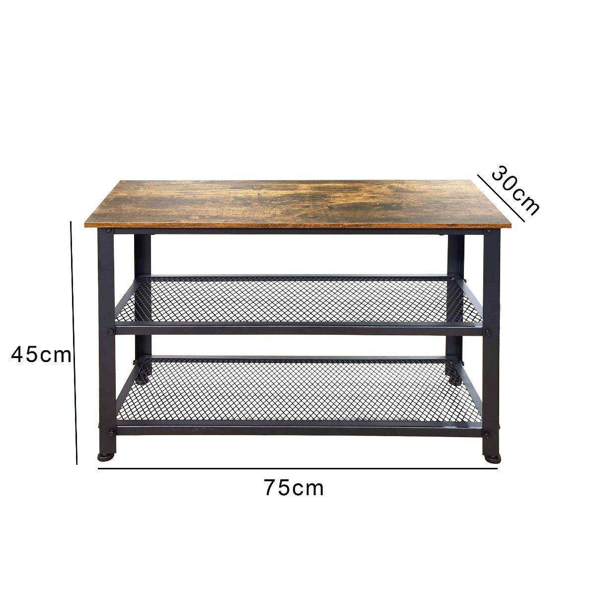 Bala Living Tall Coffee Table rustic wood grain & black frame - Price Crash Furniture