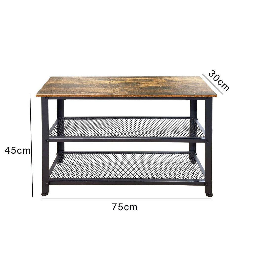 Bala Living Tall Coffee Table in rustic wood grain style with black metallic frame by TAD - Price Crash Furniture