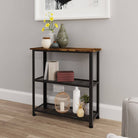 Bala Living Shoe Rack in rustic wood grain style with black metallic frame by TAD - Price Crash Furniture