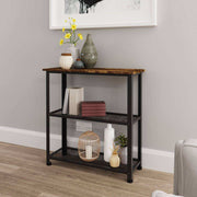 Bala Living Shoe Rack rustic wood grain with black frame - Price Crash Furniture