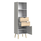 Oslo Bookcase 2 Drawers 1 Door in White and Oak - Price Crash Furniture