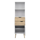 Oslo Bookcase 2 Drawers 1 Door in White and Oak - Price Crash Furniture