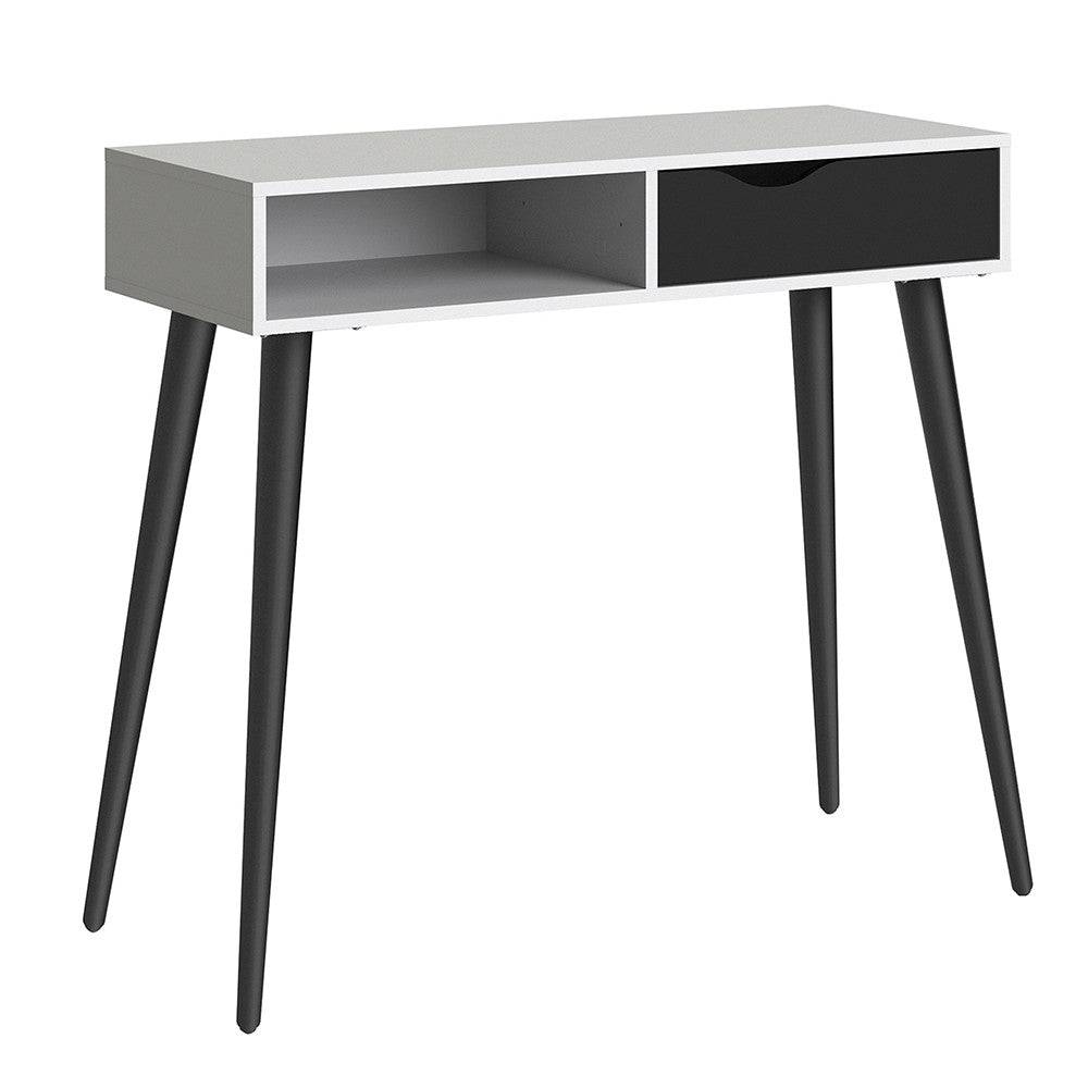 Oslo Console Table 1 Drawer 1 Shelf in White and Black Matt - Price Crash Furniture